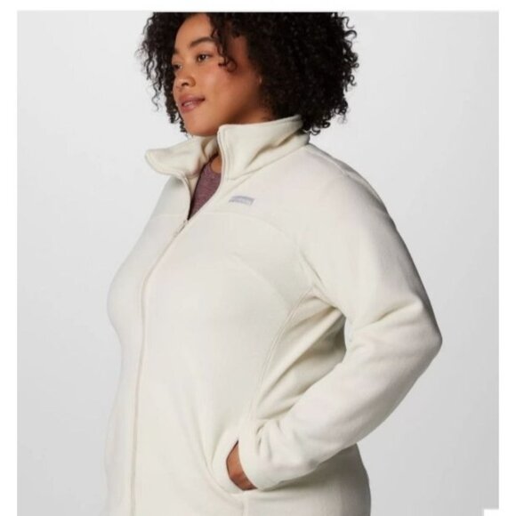 Columbia Womens Full Zip Fleece Jacket Size Large White Soft Casual - Picture 2 of 13